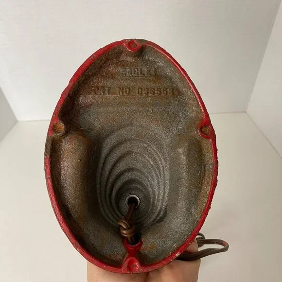 Industrial Art Deco red desk lamp cast iron gooseneck no shade 13" - Picture 7 of 11